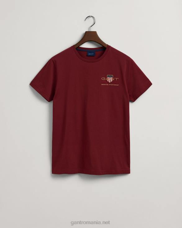 tricou broderie scut arhiva 888T201 roșu plin GANT bărbați