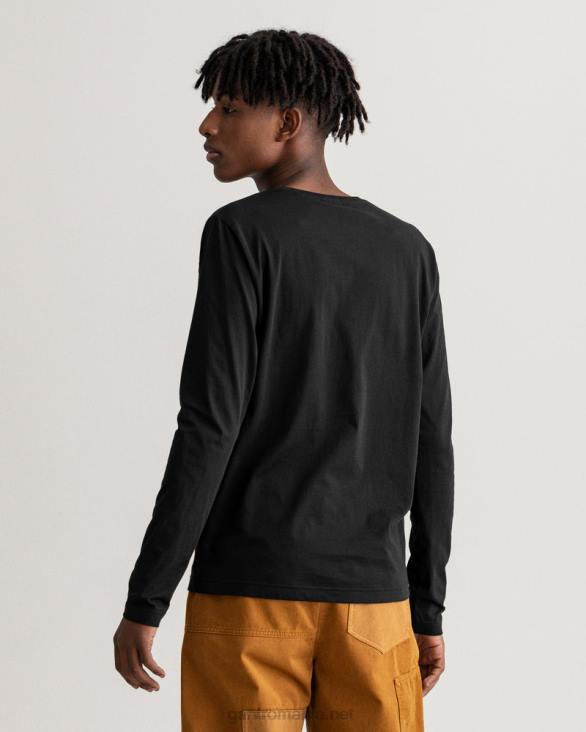 tricou cu mânecă lungă archive shield 888T150 negru GANT bărbați