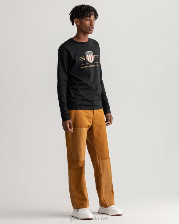 tricou cu mânecă lungă archive shield 888T150 negru GANT bărbați