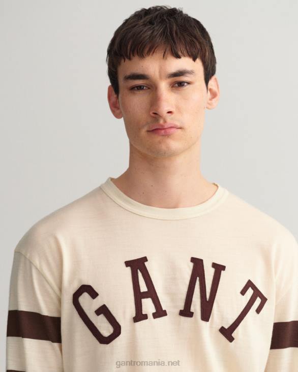 tricou cu maneca lunga din jerseu de lana 888T131 cremă GANT bărbați