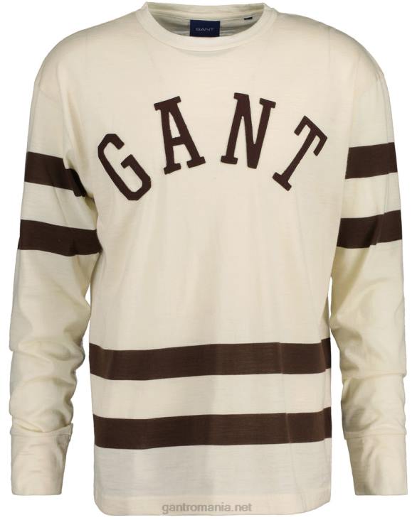 tricou cu maneca lunga din jerseu de lana 888T131 cremă GANT bărbați
