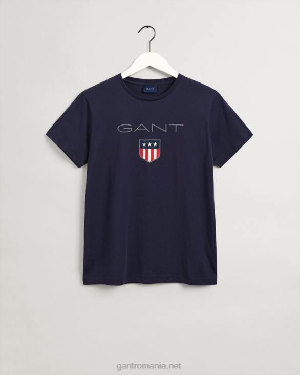 tricou cu scut 888T152 albastru de seară GANT bărbați