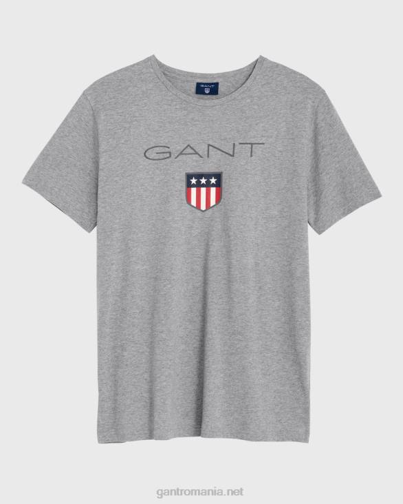tricou cu scut 888T177 melange gri GANT bărbați
