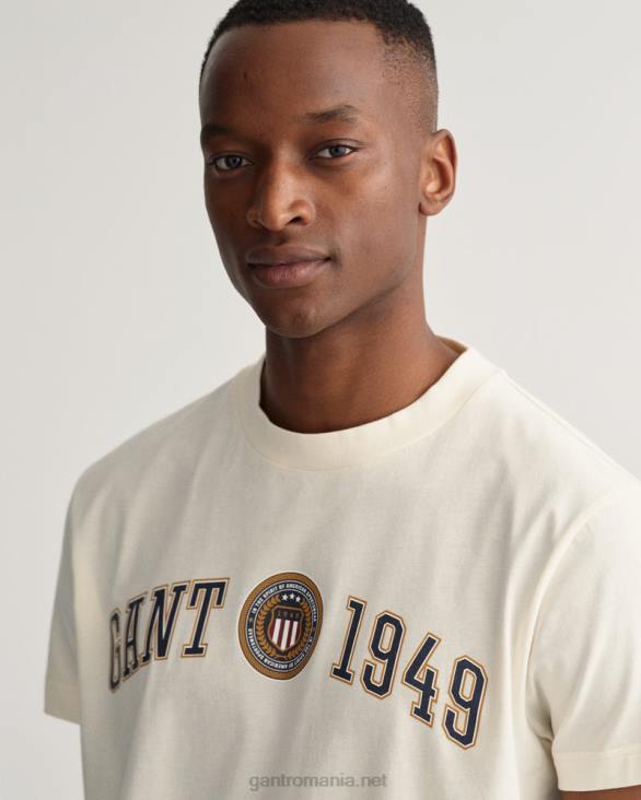 tricou cu scut cu creasta 888T160 cremă GANT bărbați