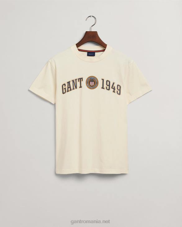 tricou cu scut cu creasta 888T160 cremă GANT bărbați