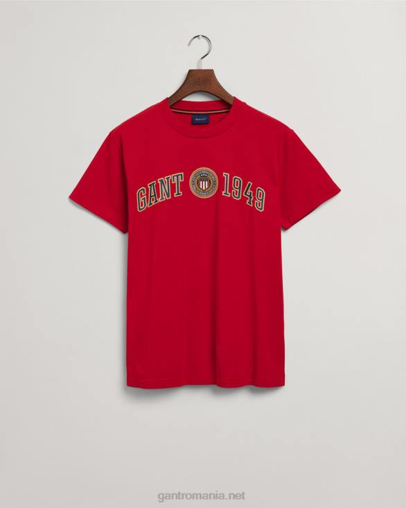 tricou cu scut cu creasta 888T161 rosu rubin GANT bărbați