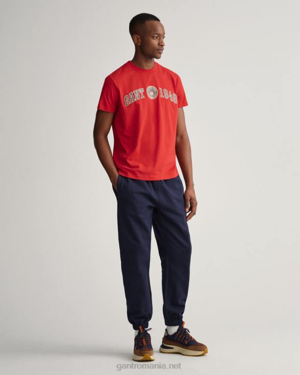 tricou cu scut cu creasta 888T161 rosu rubin GANT bărbați