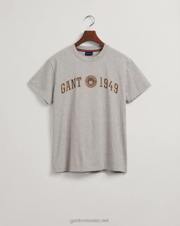 tricou cu scut cu creasta 888T195 melange gri GANT bărbați