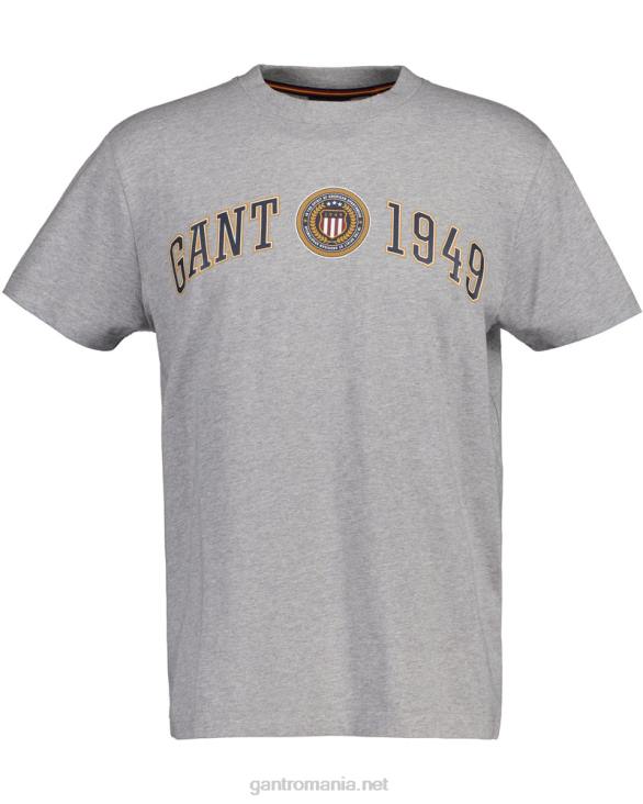 tricou cu scut cu creasta 888T195 melange gri GANT bărbați