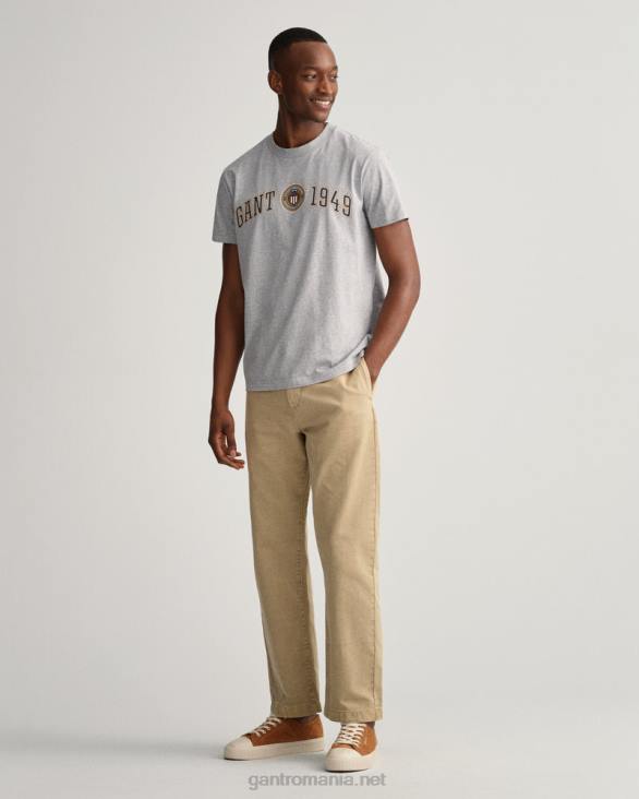 tricou cu scut cu creasta 888T195 melange gri GANT bărbați