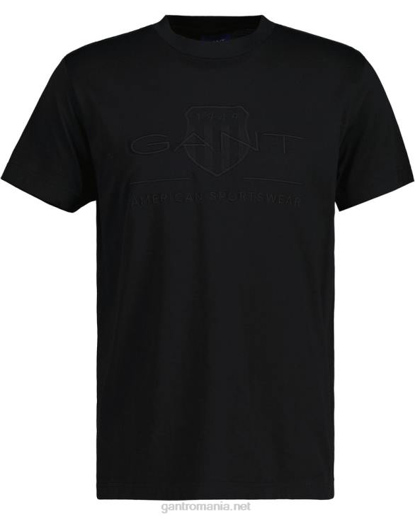tricou cu scut de arhivă tonal 888T174 negru GANT bărbați