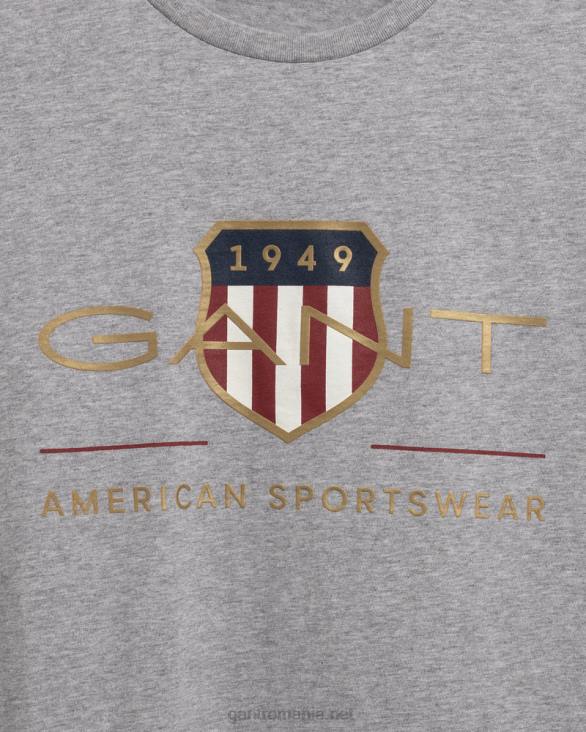 tricou cu scutul de arhivă 888T139 melange gri GANT bărbați