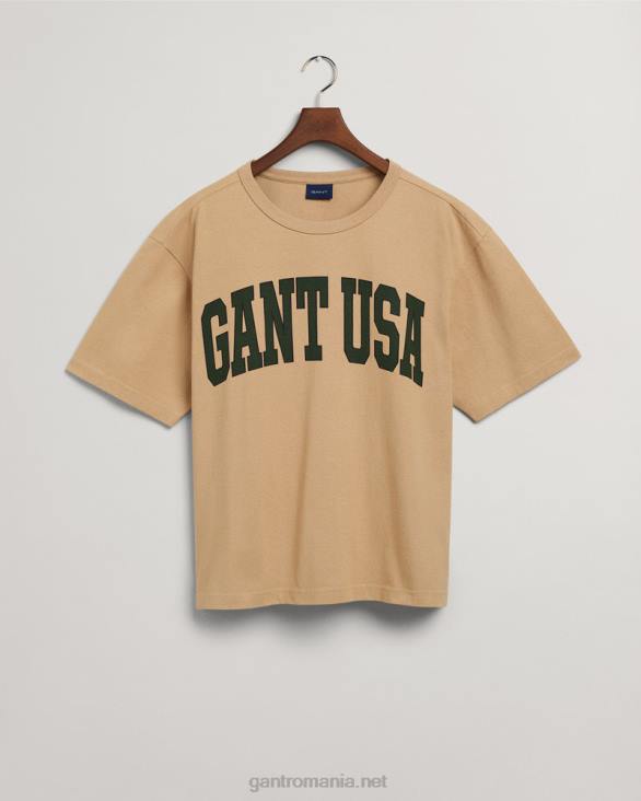 tricou grafic SUA 888T167 bej alun GANT bărbați