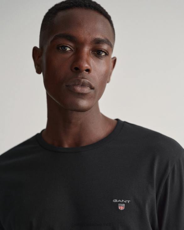 tricou original cu maneca lunga 888T168 negru GANT bărbați