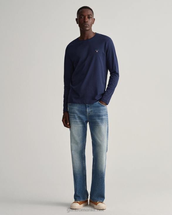 tricou original cu maneca lunga 888T180 albastru de seară GANT bărbați