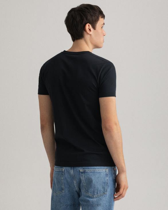 tricou original slim fit cu decolteu în V 888T183 negru GANT bărbați