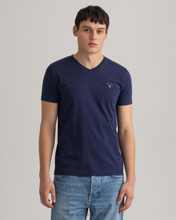 tricou original slim fit cu decolteu în V 888T191 albastru de seară GANT bărbați