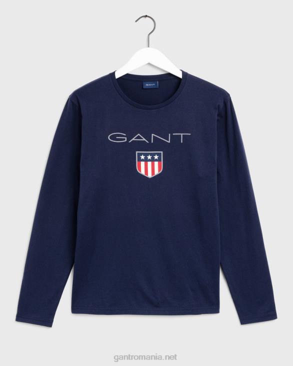 tricou scut cu maneca lunga 888T158 albastru de seară GANT bărbați