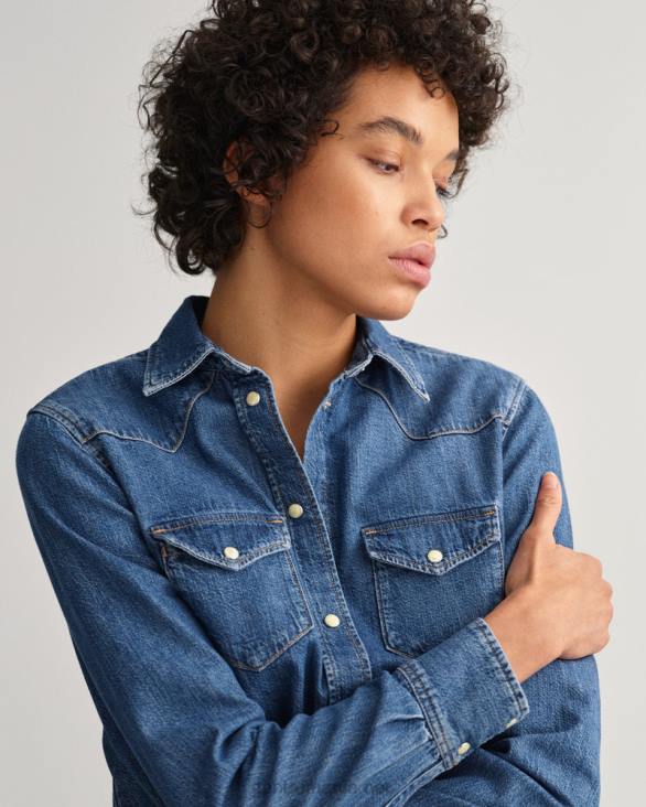 cămașă din denim cu potrivire normală 888T584 indigo GANT femei