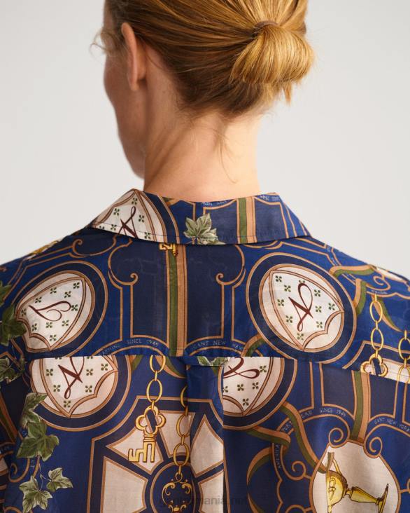 cămașă din mătase din bumbac american luxe cu potrivire relaxată 888T586 albastru de seară GANT femei