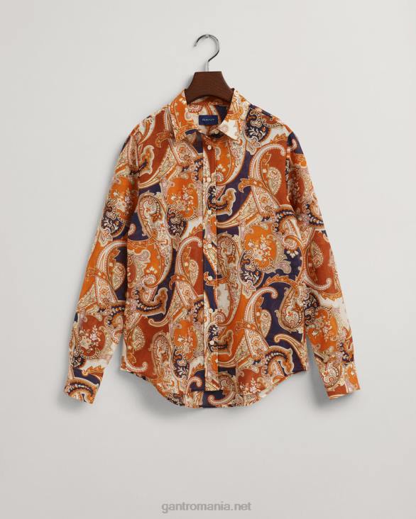 cămașă din mătase, din bumbac, cu potrivire normală 888T580 portocala aurie GANT femei
