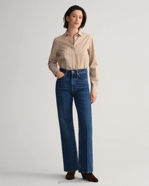 cămașă din pânză lată, cu culoare normală, în dungi 888T585 kaki cald GANT femei
