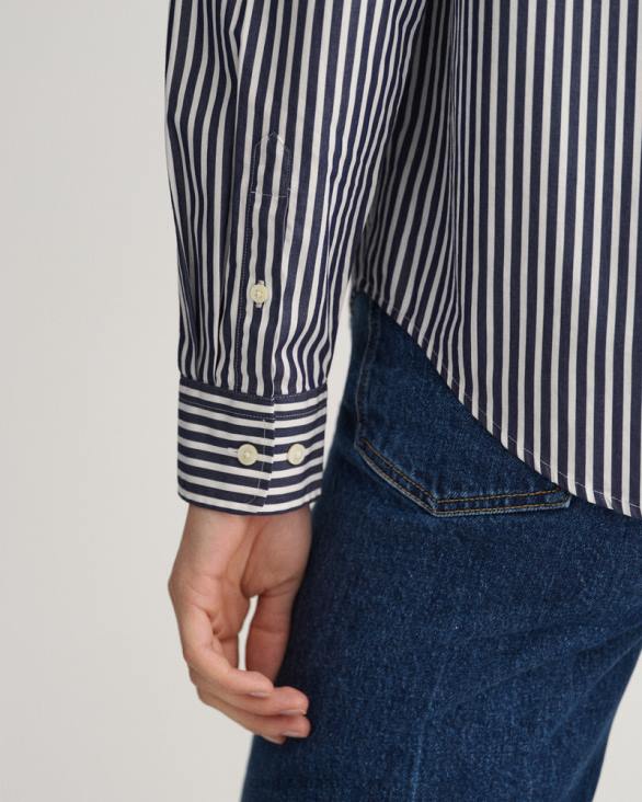 cămașă din pânză lată, cu culoare normală, în dungi 888T591 albastru clasic GANT femei