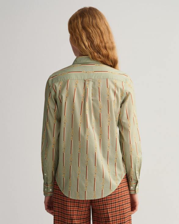 cămașă din vel de bumbac american luxe cu potrivire normală 888T583 verde porțelan GANT femei