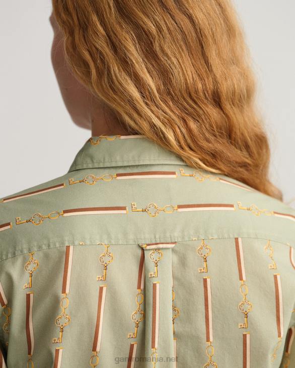 cămașă din vel de bumbac american luxe cu potrivire normală 888T583 verde porțelan GANT femei