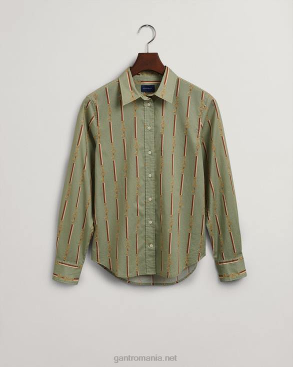 cămașă din vel de bumbac american luxe cu potrivire normală 888T583 verde porțelan GANT femei