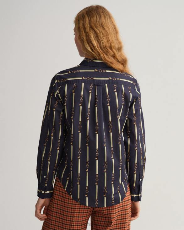 cămașă din vel de bumbac american luxe cu potrivire normală 888T590 albastru de seară GANT femei