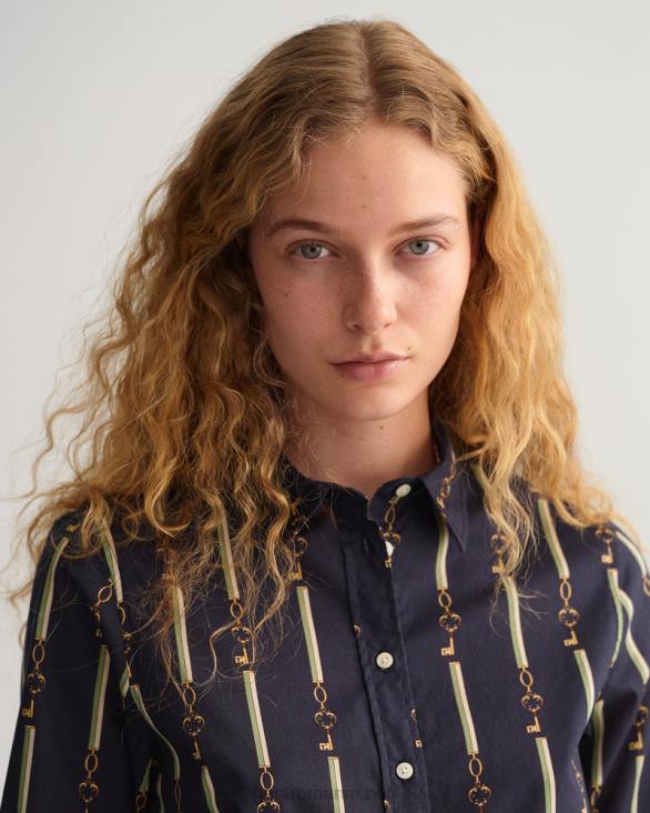 cămașă din vel de bumbac american luxe cu potrivire normală 888T590 albastru de seară GANT femei