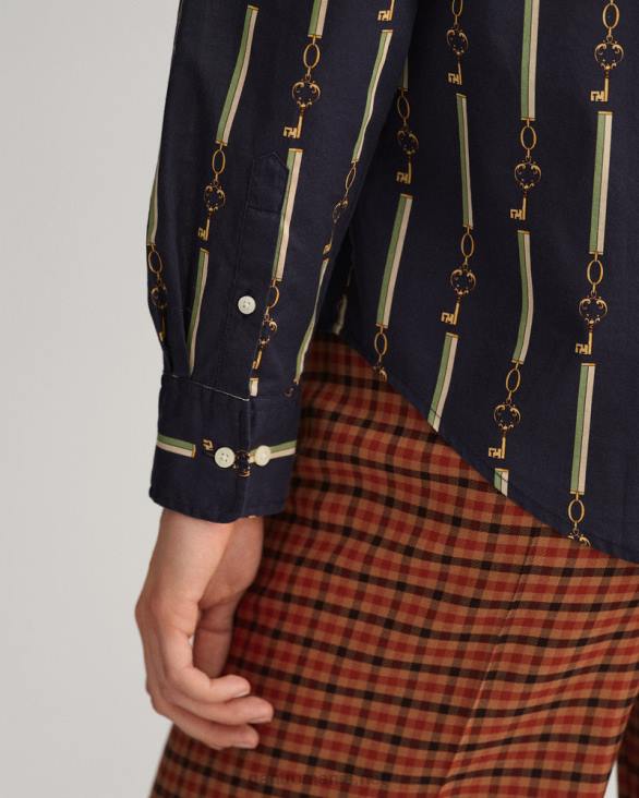 cămașă din vel de bumbac american luxe cu potrivire normală 888T590 albastru de seară GANT femei