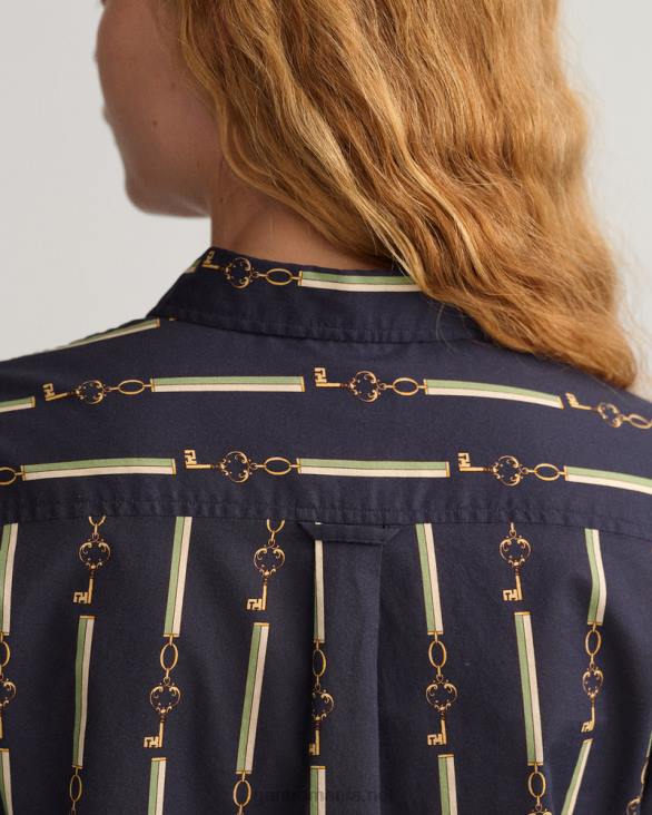 cămașă din vel de bumbac american luxe cu potrivire normală 888T590 albastru de seară GANT femei