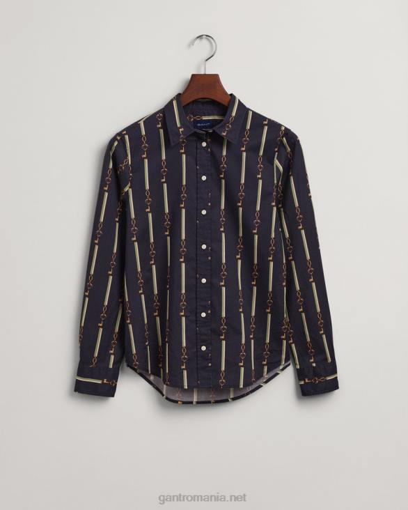 cămașă din vel de bumbac american luxe cu potrivire normală 888T590 albastru de seară GANT femei