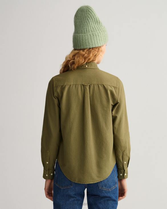 cămașă oxford vopsită în haine cu potrivire normală 888T595 verde de vânător GANT femei