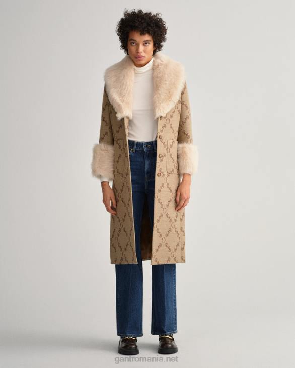 g haină jacquard monogramă 888T758 bej caramel GANT femei