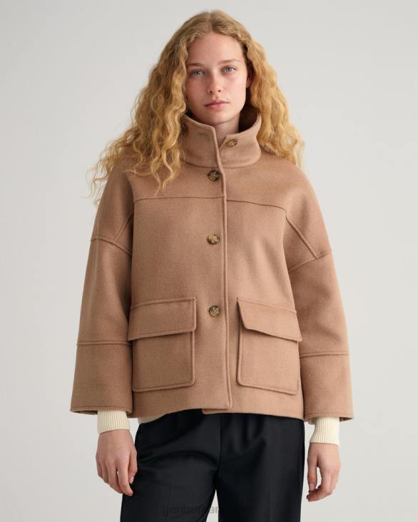 jachetă decupată în amestec de lână 888T755 kaki cald GANT femei
