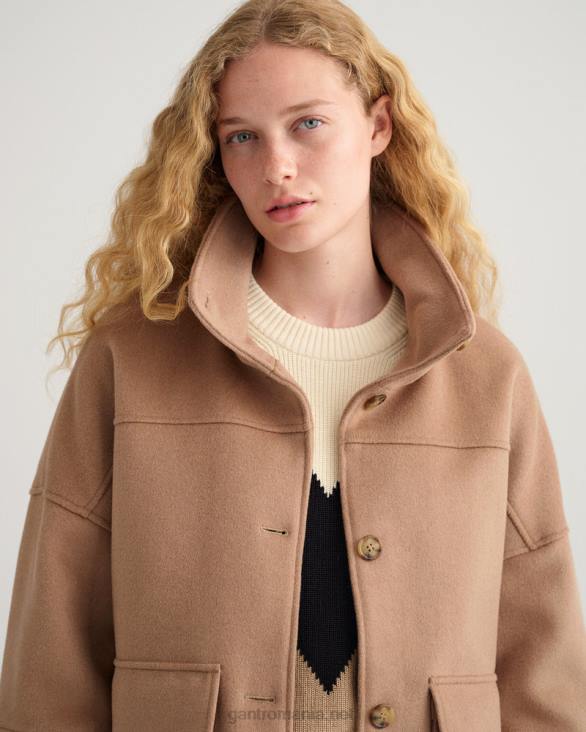 jachetă decupată în amestec de lână 888T755 kaki cald GANT femei