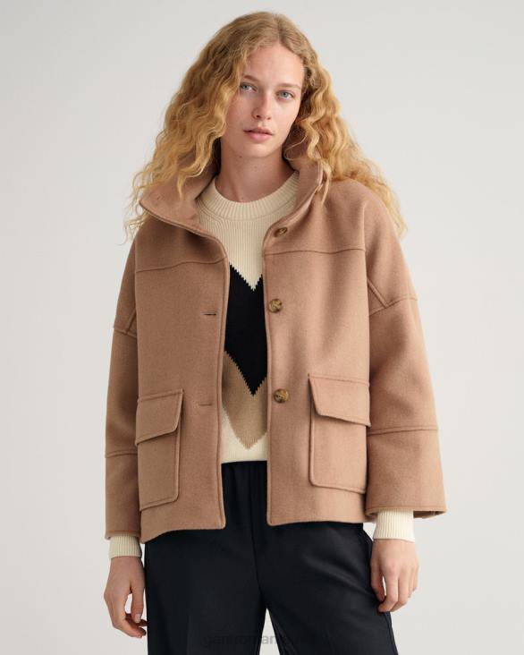 jachetă decupată în amestec de lână 888T755 kaki cald GANT femei