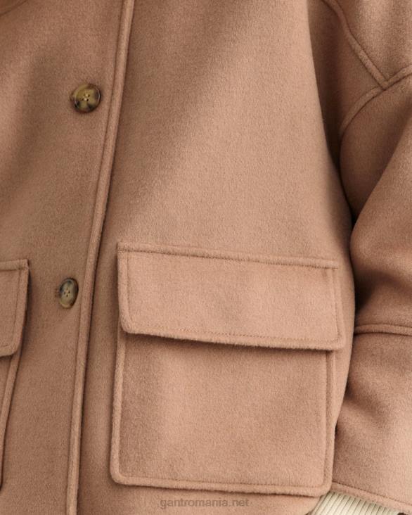jachetă decupată în amestec de lână 888T755 kaki cald GANT femei