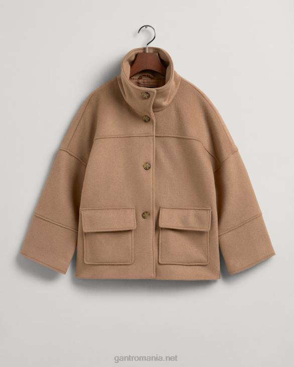 jachetă decupată în amestec de lână 888T755 kaki cald GANT femei