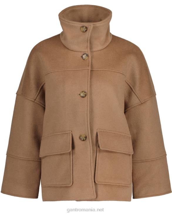 jachetă decupată în amestec de lână 888T755 kaki cald GANT femei