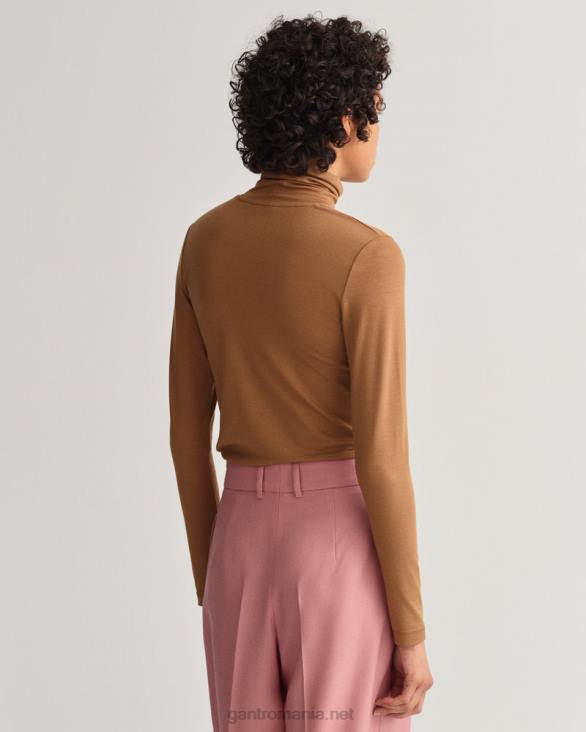 pulover cu mânecă lungă din jerseu pe gât 888T624 nucă prăjită GANT femei