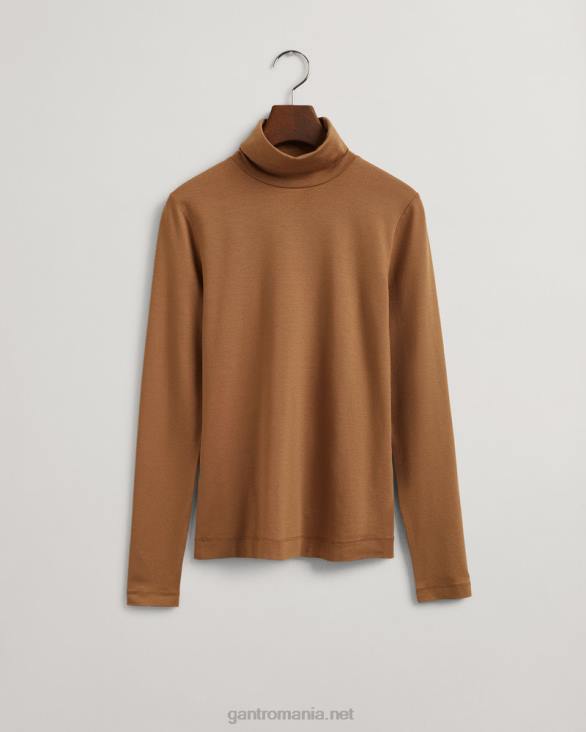 pulover cu mânecă lungă din jerseu pe gât 888T624 nucă prăjită GANT femei