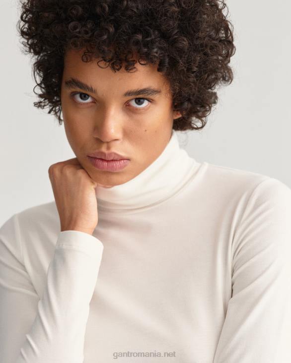 pulover cu mânecă lungă din jerseu pe gât 888T625 aproape alb GANT femei