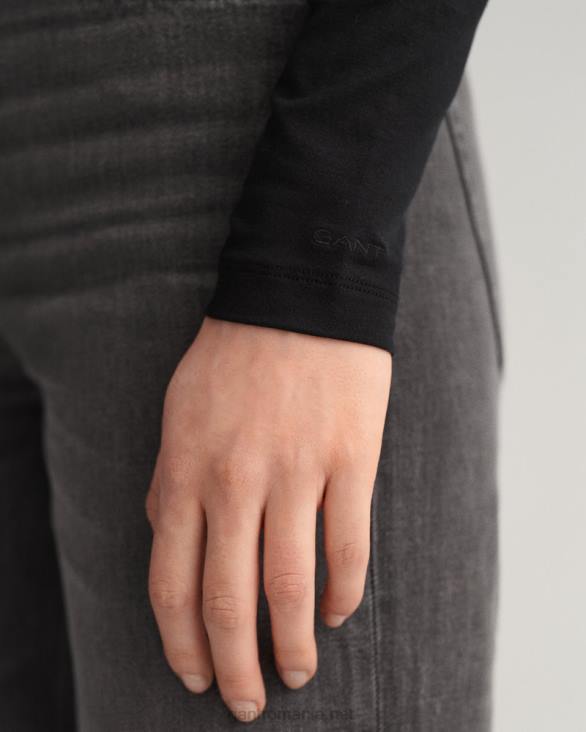 pulover cu mânecă lungă din jerseu pe gât 888T627 negru GANT femei