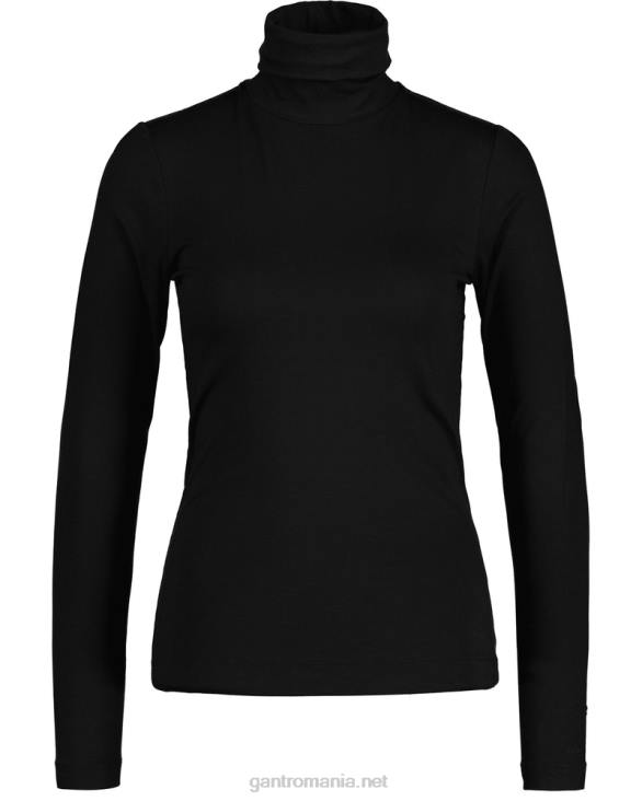 pulover cu mânecă lungă din jerseu pe gât 888T627 negru GANT femei