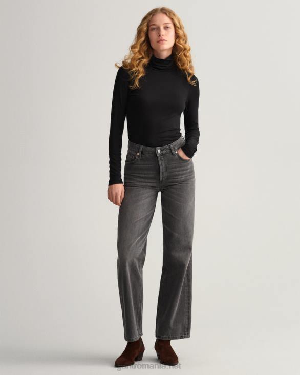 pulover cu mânecă lungă din jerseu pe gât 888T627 negru GANT femei