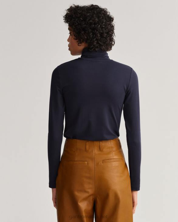 pulover cu mânecă lungă din jerseu pe gât 888T637 albastru de seară GANT femei